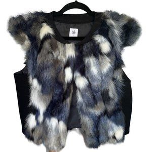 CAbi Faux Fur Vest in Black, Gray, and White